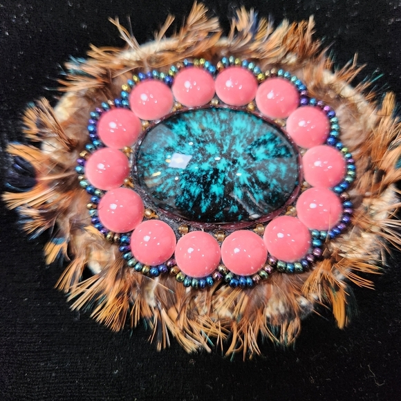 BEAUTIFUL BOHO SILK VELVET BEADED & FEATHERS CROSSBODY PURSE - Picture 10 of 13